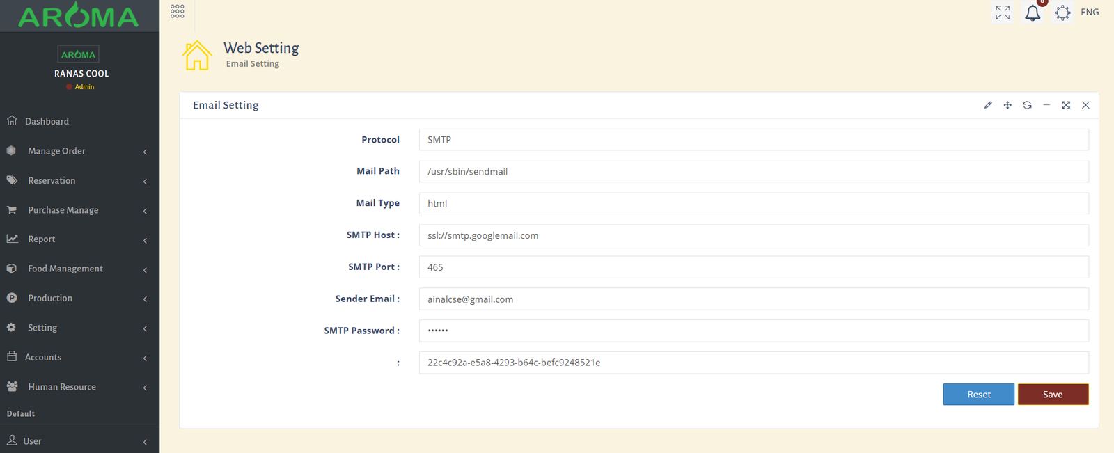 Email settings