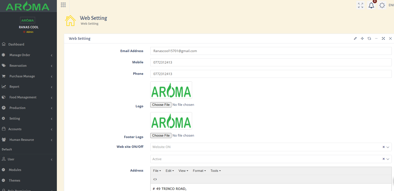 Website Setting